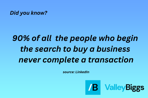 90% of all the people who begin the search to buy a business never complete a transaction